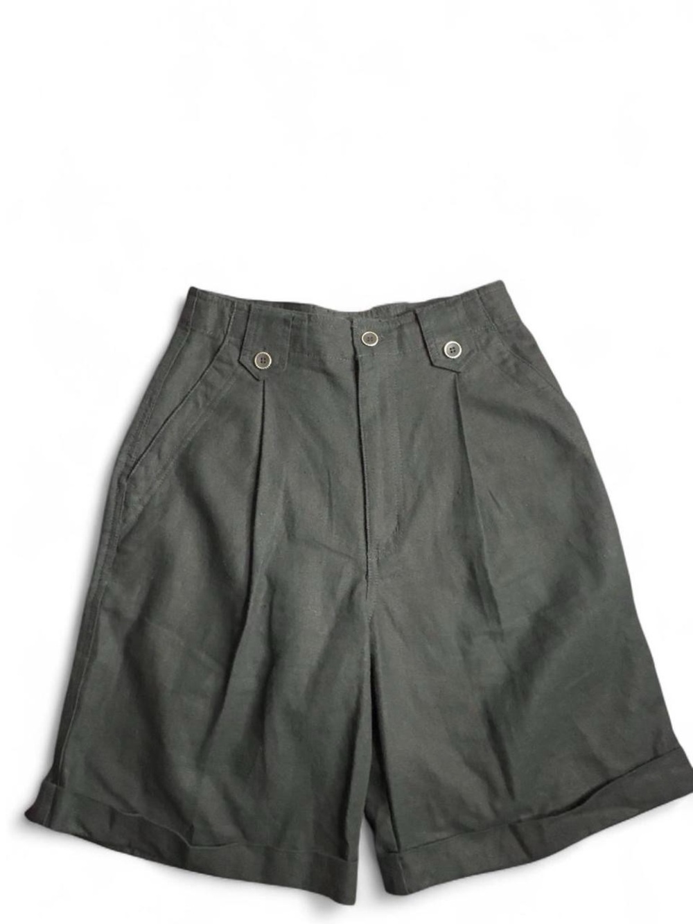High-Waist Pleated Women's Shorts in black, linen cotton blend